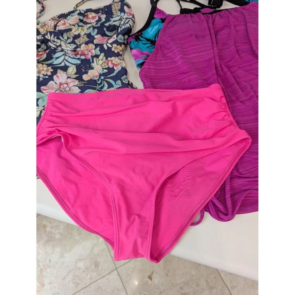 Bundle of Tankini Separates -Floral Pink, Pineapples -Large